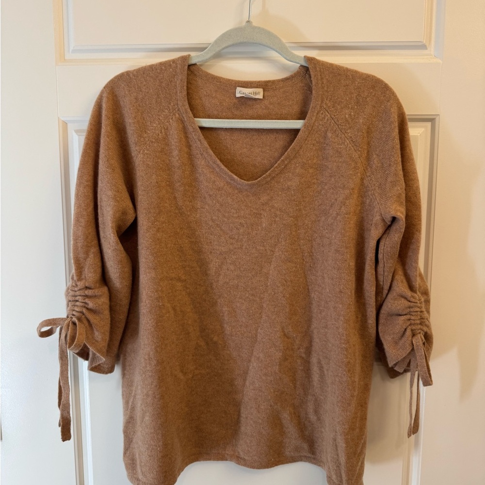Garnet Hill Brown Cashmere V-Neck Sweater